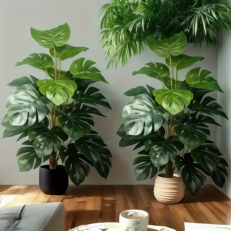 Monstera Adansonii - ต้นปาล์มมอนสเตอร่าประดิษฐ์ ต้นไม้พลาสติกสีเขียวเหมือนจริง สำหรับตกแต่งบ้าน สำนักงาน งานแต่งงาน คริสต์มาส