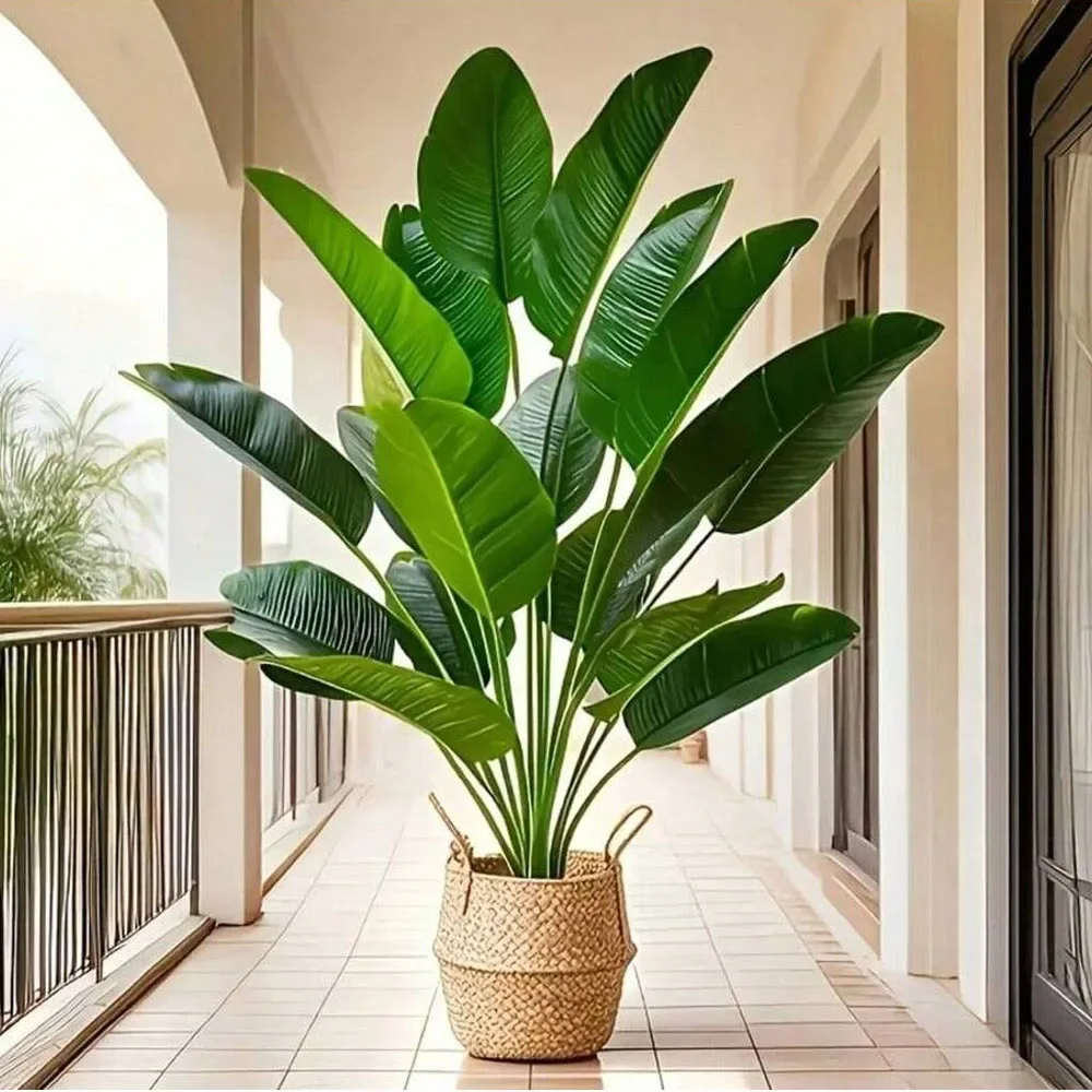 Monstera Adansonii - 1 PC 18 ใบพืชประดิษฐ์ขนาดใหญ่ปาล์มเขตร้อนต้นไม้ปลอมกล้วยพืชใบสัมผัสจริงสําหรับ Home GARDEN