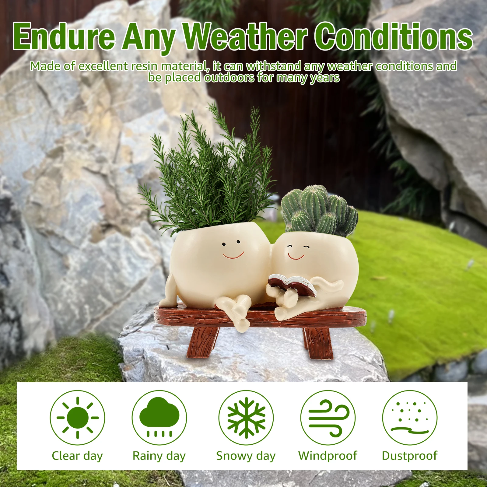 กระถางต้นไม้เรซิ่นรูปหน้ายิ้ม  - Aloe Vera Pot บทวิจารณ์และราคา